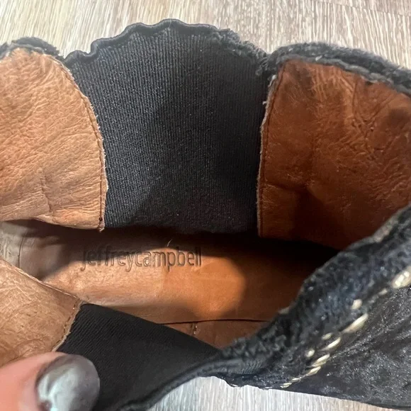 SUPER SALE 💥JEFFREY CAMPBELL RUNWAY Black Studded Ankle Boots - Picture 5 of 7